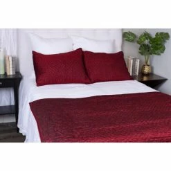 Best Sale 😍 Cottage Home Red Silk Throw And Pillow Sham Set ⭐