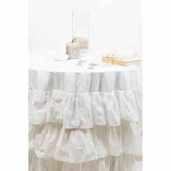 Cheap 🥰 Cottage Home Petite Ruffle Linen Round Tablecloth Steel Blue 👍 -Cottage Home Shop unnamed file 1018