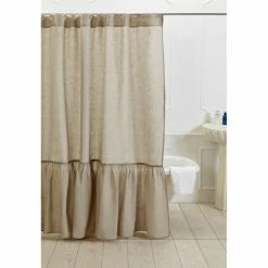New 👍 Cottage Home Laila Natural Brown Linen Shower Curtain 😉