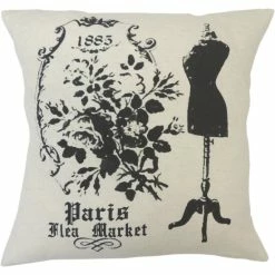 Promo 😀 Cottage Home Paris Flea Market Decorative Throw Pillow 💯