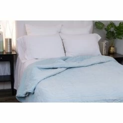 Discount 💯 Cottage Home Fiesta Blue Cotton Velvet Queen Quilt 🧨