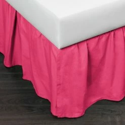 Budget 🤩 Cottage Home Brighton Hot Pink Cotton 24-inch Drop 3 Piece Tuck In Bed 👗 Skirt ✨