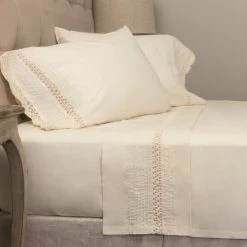Buy ✔️ Cottage Home Class Crochet Ivory Cotton Sheet Set ❤️