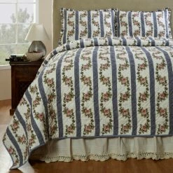Best Pirce 🎉 Cottage Home Celine Handmade 3-piece Cornflower Blue Quilt Set 🔥