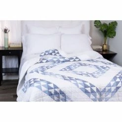 Best Sale 🤩 Cottage Home Blue Cotton Patchwork Queen Quilt 😀