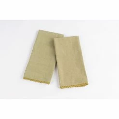 Cheap 👏 Cottage Home Olive Cotton Lace 20 X 28 Inch Tea Towel Two Piece Set - 20 X 28 💯