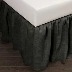 Best Pirce 🛒 Cottage Home Sillo Black Linen 3 Piece Tuck In Bed 👗 Skirt 🎉