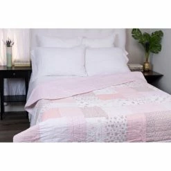 Best Pirce 👏 Cottage Home Pink Cotton Patchwork Quilt 😀