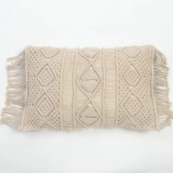 Promo ✔️ Cottage Home Calott Beige Cotton Long Bolster Pillow ✨