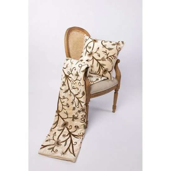 Cheapest π Cottage Home Crewel Embroidery Throw Ivory π 5 Cheapest π Cottage Home Crewel Embroidery Throw Ivory π - Image 3