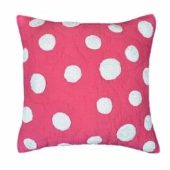 Hot Sale 🌟 Cottage Home Laila Hot Pink Dot Cotton 16 Inch Throw Pillow 😍