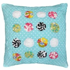 Discount 👍 Cottage Home Polka Dot Teal Cotton 16 Inch Throw Pillow ⭐