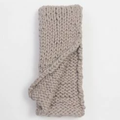 Hot Sale ✔️ Cottage Home Hannelle Acrylic Wool Blend Chunky Knit Throw Blanket Platinum Grey 🤩