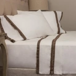 Cheap 💯 Cottage Home Dainty Walnut Brown Ruffled Pillowcase Set 💯