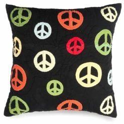 Flash Sale ✔️ Cottage Home Multicolor Cotton Peace Sign Throw Pillow 👍
