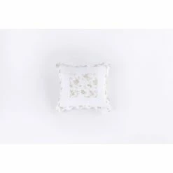 New 🔥 Cottage Home White & Bronze Cotton Floral Throw Pillow 🥰