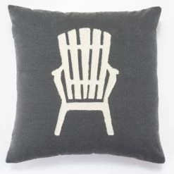 New 🌟 Cottage Home Grey Cotton Adirondack Chair Throw Pillow 🔥