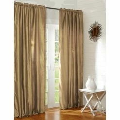 Cheapest 🎁 Cottage Home Radia Gold Silk Rod Pocket Single Curtain Panel ❤️