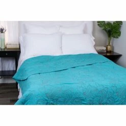 Deals ⭐ Cottage Home Teal With Orange Stitching Cotton Twin Quilt 🎁