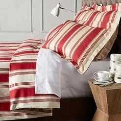 New 👏 Cottage Home Canon Cotton Red Stripe Duvet Cover 🧨