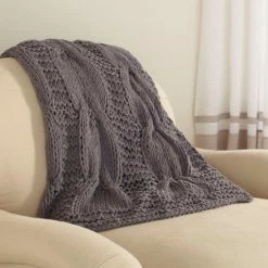 Budget ❤️ Cottage Home Michaela Cotton Knitted Throw Blanket Steel Blue 👏 -Cottage Home Shop unnamed file 566