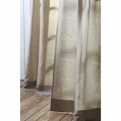 Budget 😀 Cottage Home Linen Solid And Stripe Curtain Panel 96" - 48 X 96 Brown / Natural 🔔 -Cottage Home Shop unnamed file 600