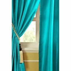 Budget 🤩 Cottage Home Celee Teal Dupioni Silk 52 X 96 Single Curtain Panel - 52" X 96" - 52" X 96" 🎁