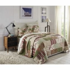 New 😉 Cottage Home Erica Cotton 3-piece Cotton Patchwork Quilt Set ✨ -Cottage Home Shop unnamed file 622
