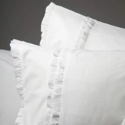 Discount 🌟 Cottage Home Dainty Cotton Linen Ruffle Pillowcase Set White 🧨 -Cottage Home Shop unnamed file 648