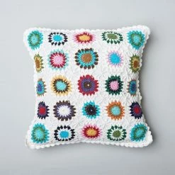 Hot Sale ❤️ Cottage Home Gran Crochet Multicolor Cotton Pillow 🤩
