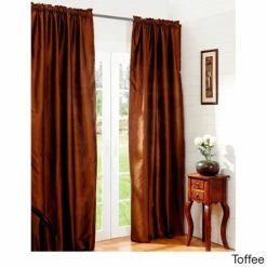 Promo ✔️ Cottage Home Dupioni Silk Rod Pocket 96-inch Curtain Panel - 42 X 96 Chocolate ✨ -Cottage Home Shop unnamed file 715