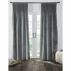 Cheap ✔️ Cottage Home Lina Steel Blue Velvet Pleated Curtain Panel 🎉