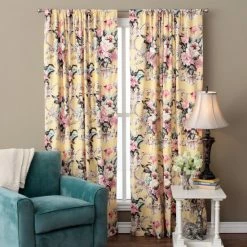 Best deal 🧨 Cottage Home Floral Yellow Cotton 96-inch Single Curtain Panel 🤩