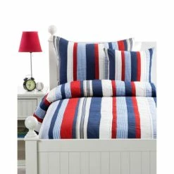 New 🛒 Cottage Home Cameron Red/ Blue Striped Quilt Set 🎁 -Cottage Home Shop unnamed file 804