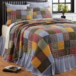 Hot Sale ⌛ Cottage Home Kaflin Multicolor Patchwork Cotton Quilt 🔔