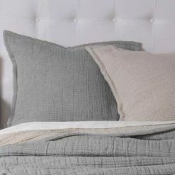 Wholesale 😀 Cottage Home Dorius Grey Cotton Reversible Coverlet Or Pillow Sham 🛒
