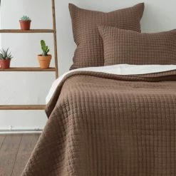 Best Pirce 🔥 Cottage Home Karina 100 Percent Linen Quilt Brown 🔔