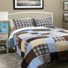 Buy ❤️ Cottage Home Jace Blue/ Brown Mixed Patchwork Cotton Quilt Set 🔔 -Cottage Home Shop unnamed file 965