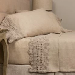 Best deal 🔔 Cottage Home Evelyn Natural Linen Crochet Sheet Set 🎉
